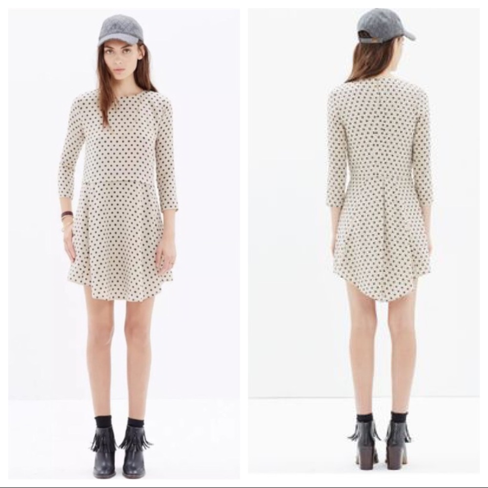 SOLD! Madewell Silk Polka Dot Swing Tee Dress - Picture 1 of 8